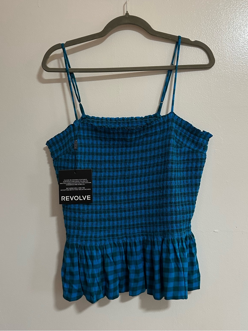 Free People Sundance Tank from Revolve in Teal Combo Gingham, Large, NWT